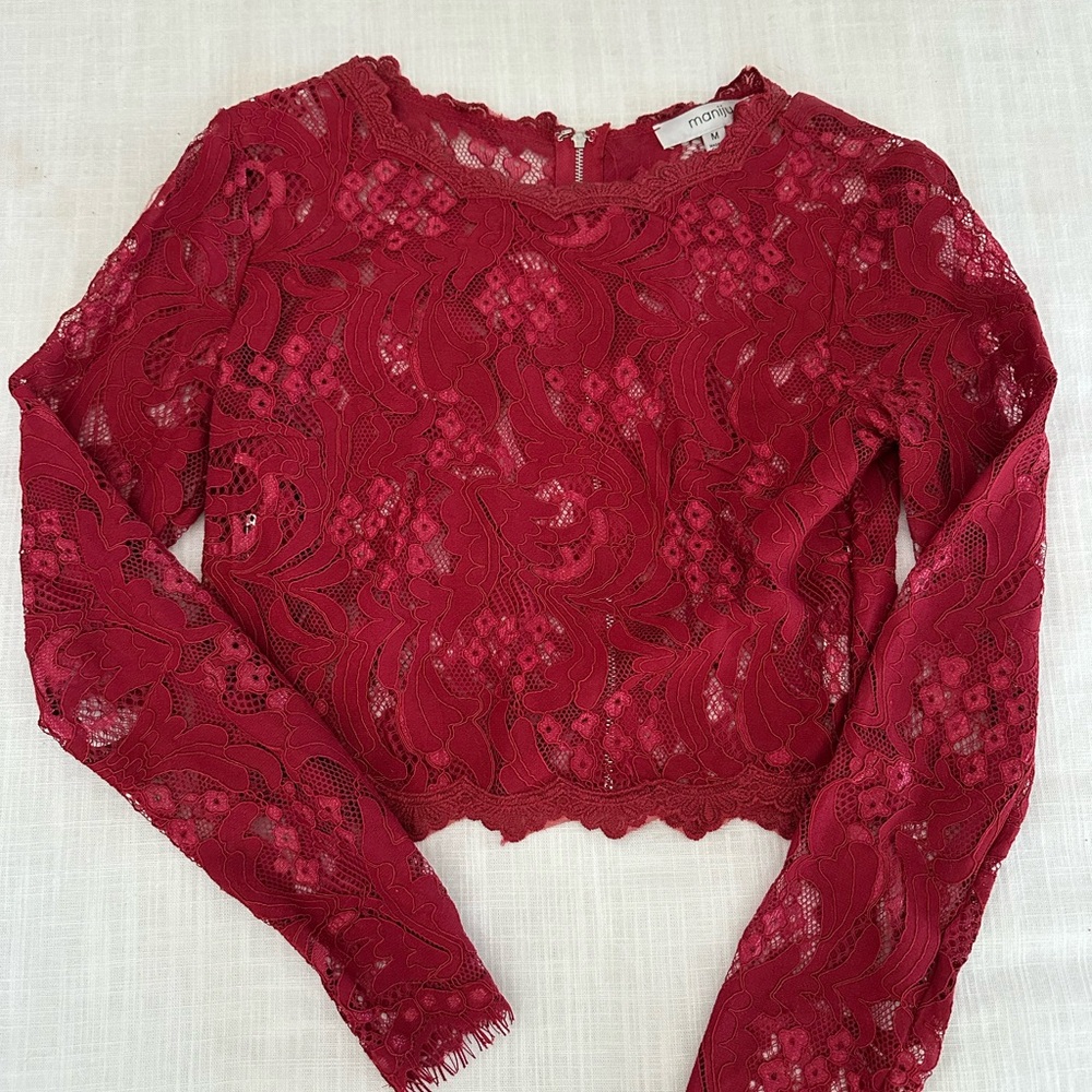 Elegant Red Lace Blouse